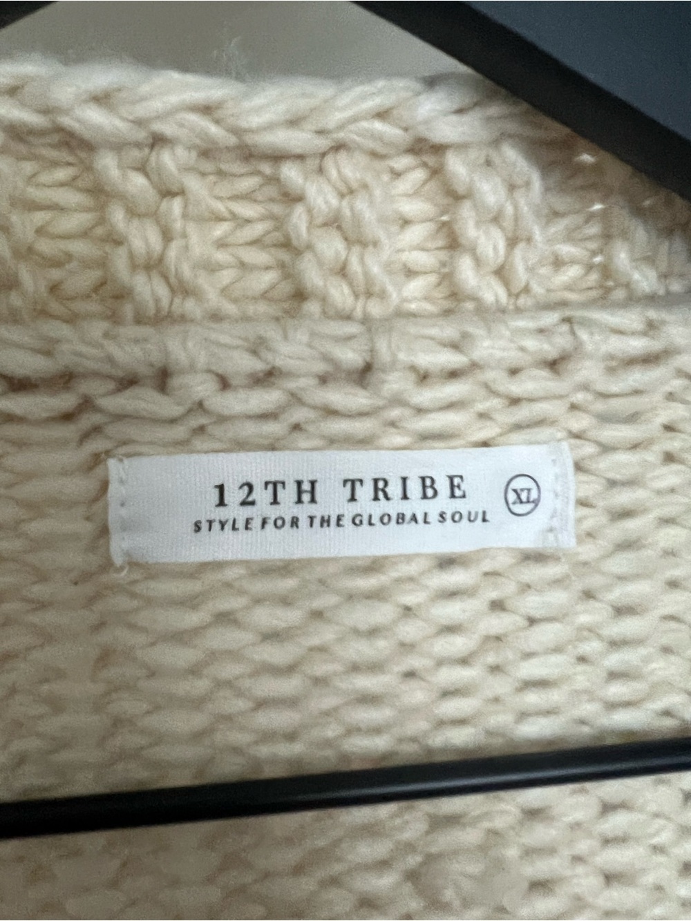 12th Tribe Cream Fringe Knit Cardigan - Picture 3 of 3